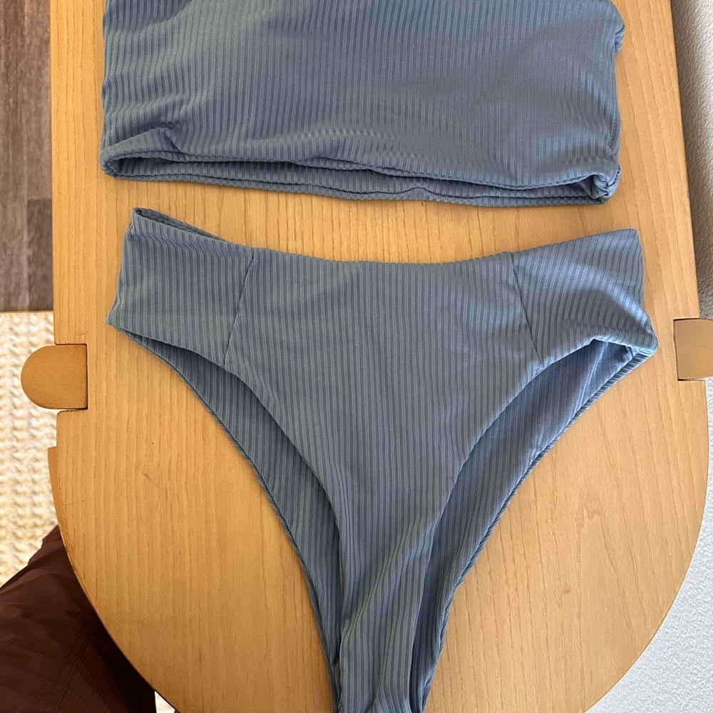 Ribbed Blue Bikini Set